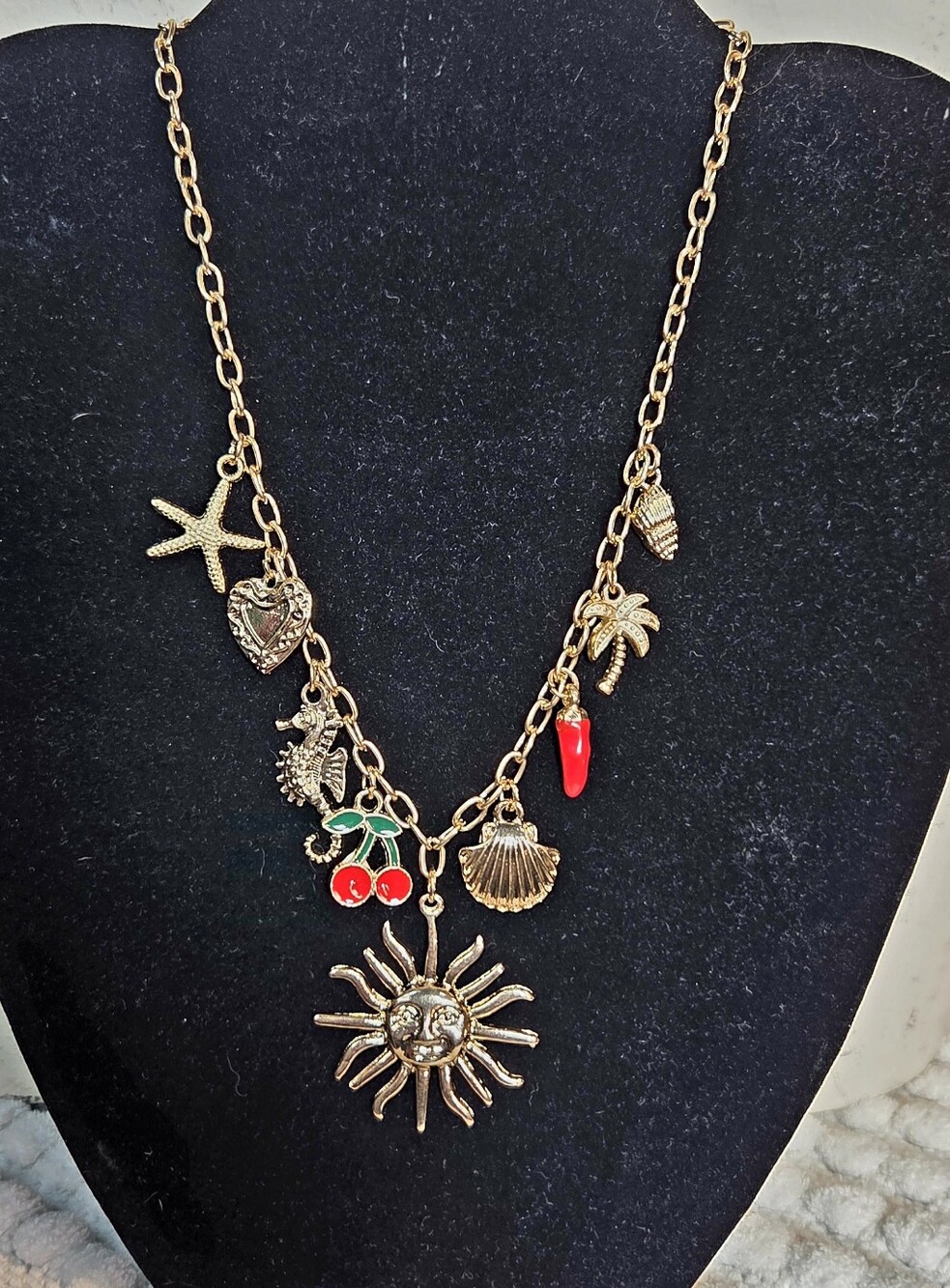 NEW Gold Sunshine Charm Necklace